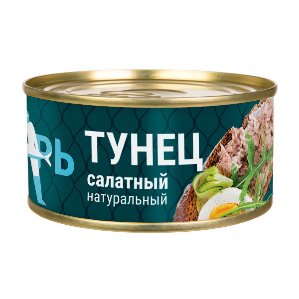 Тунец полосатый салатный в натуральной заливке Рыбарь 170г