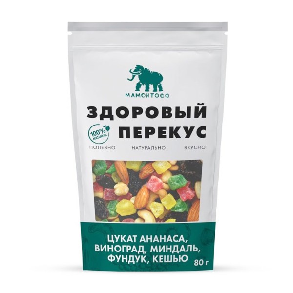 Смесь Орехи с изюмом и цукатами Мамонтофф 80г