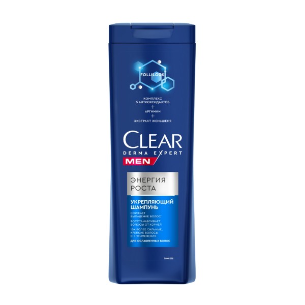 Шампунь Clear Men derma expert Укрепляющий Энергия роста 380мл