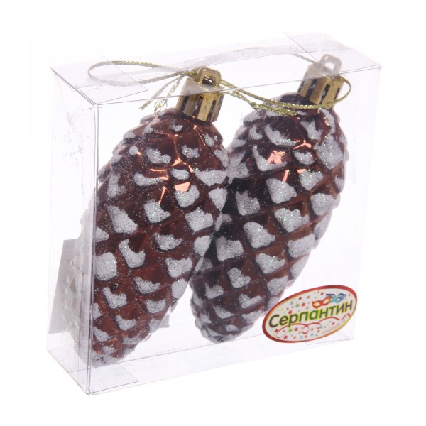 Украшение елочное Таинственное очарование Шишки 9см 2шт Серпантин шоколад