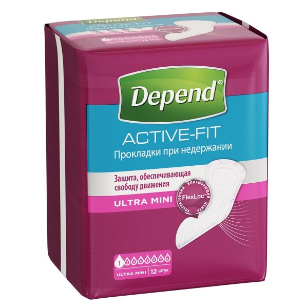 Прокладки при недержании Depend Ultra Mini 12шт