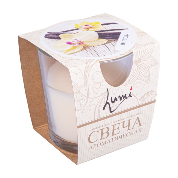 Свеча Lumi ароматическая в стеклянном стакане ваниль