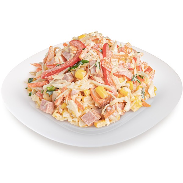 Салат из свежей капусты с колбасками п/к производство Макси