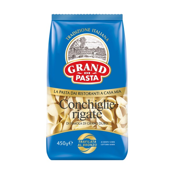Макароны Conchiglie rigati Grand di Pasta 450г