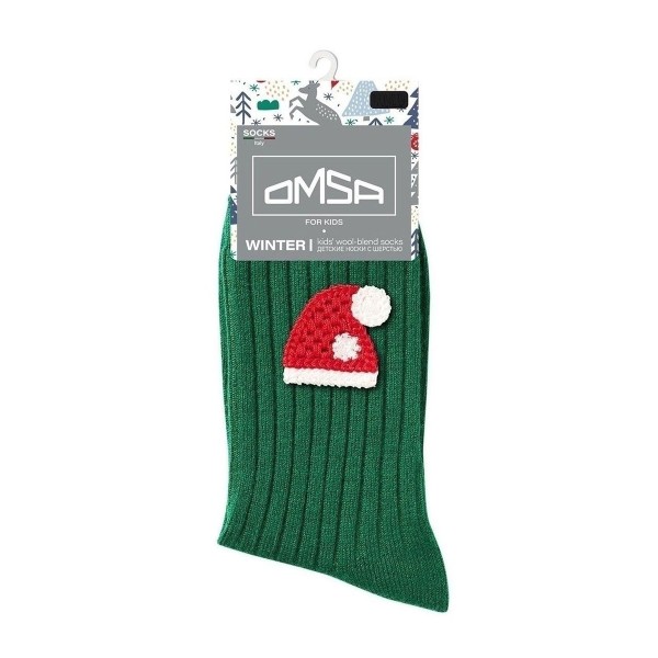 Носки детские Calzino с шерстью Новый год Omsa kids verde 31-34