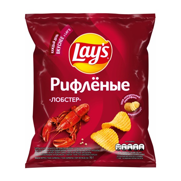 Чипсы Lay's рифленые лобстер 70г