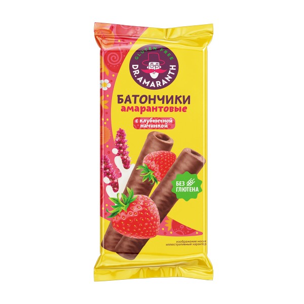 Батончики Dr.Amaranth амарантовые в глазури 19г с клубничной начинкой