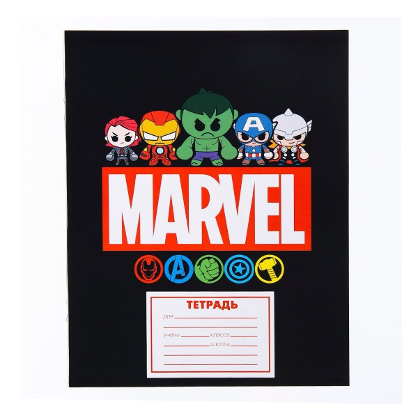 Тетрадь Мстители А5 18л клетка скрепка микс Marvel