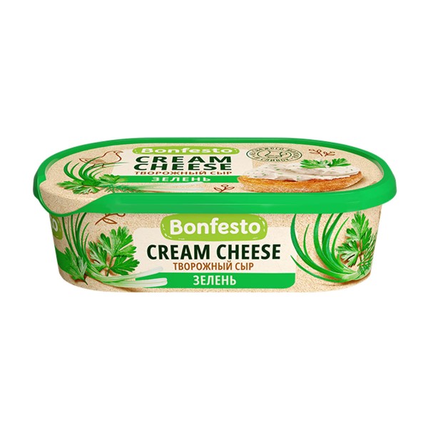Сыр творожный Кремчиз 65% Bonfesto 140г с наполнителем зелень БЗМЖ
