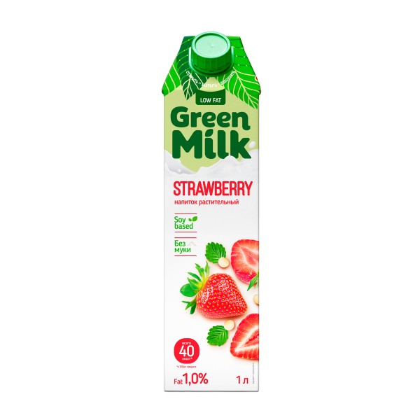 Напиток Green Milk соевый со вкусом клубники 1л