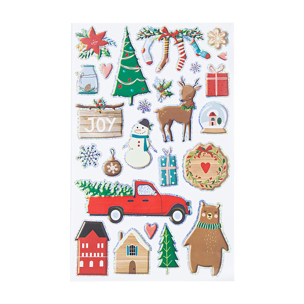 Набор наклеек новогодних цветной 15х24см новогоднее настроение