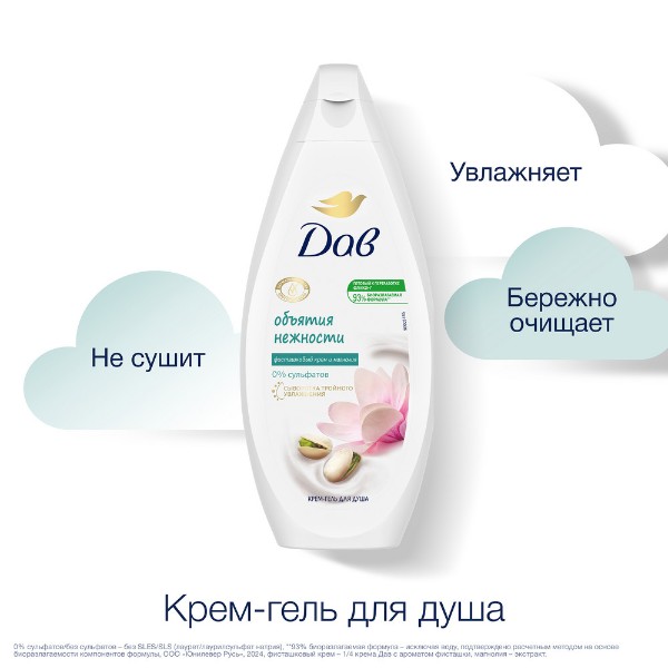 Крем-гель для душа Дав 250мл фисташковый крем и аромат магнолии