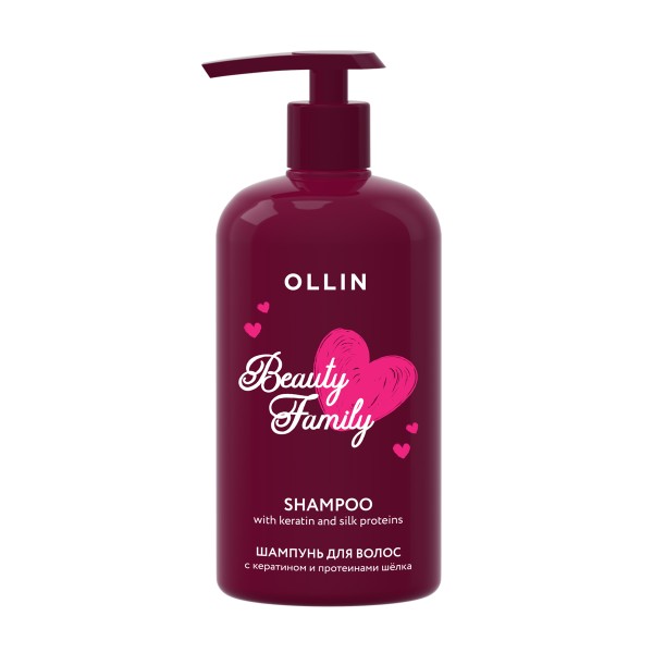Шампунь для волос Beauty Family Ollin кератин и шелк 500мл