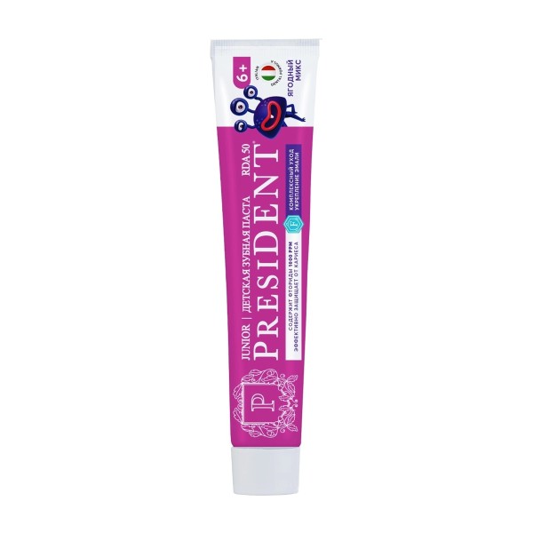 Паста зубная President kids ягодный микс 6+ RDA 50 70г