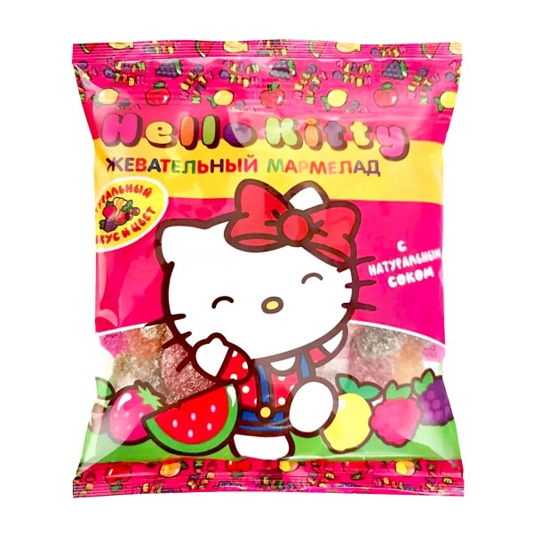 Жевательный мармелад Hello Kitty малина,ежевика,клубника,вишня,абрикос,лимон 70г
