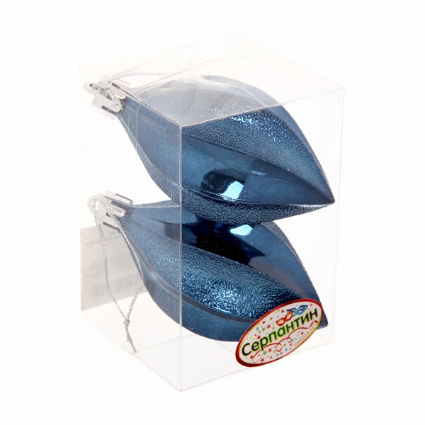 Игрушка елочная Таинственное очарование Серпантин капля 8см 2шт сапфир