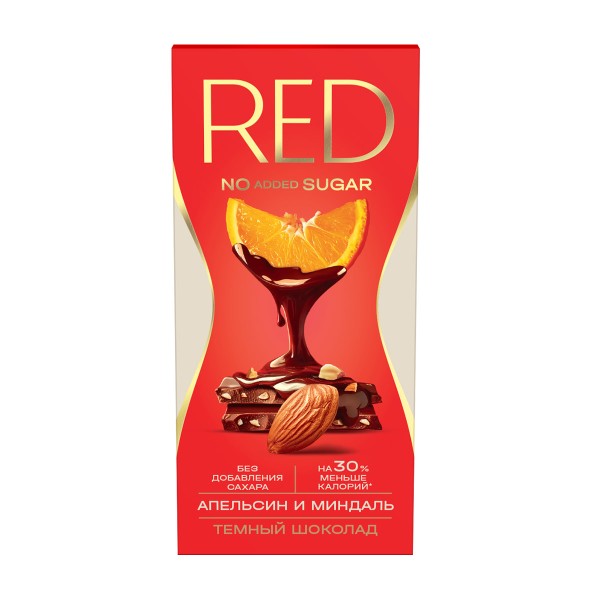 Шоколад Red Delight темный без сахара апельсин и миндаль 70г