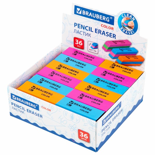 Ластик Color 55х15х13мм Brauberg