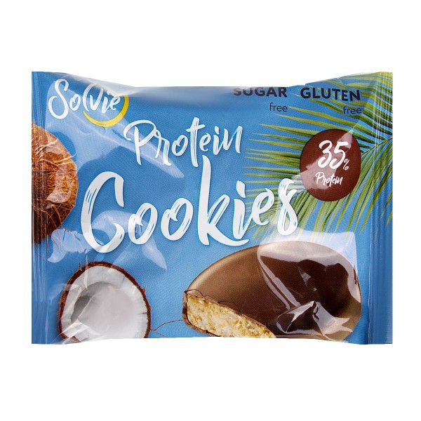 Печенье Protein cookies протеиновое с начинкой 60г Solvie кокосовое с кокосовой стружкой