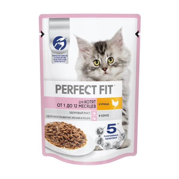 Корм для котят Perfect Fit 75г с курицей в соусе