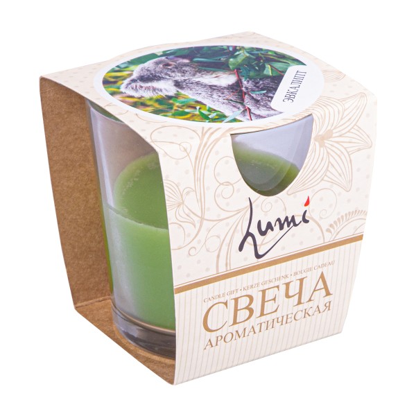 Свеча Lumi ароматическая в стеклянном стакане эвкалипт
