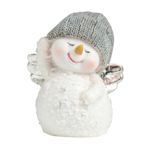 Сувенир Снеговичок с серебристыми крыльями в колпаке 6х4х7,5см Лесная мастерская