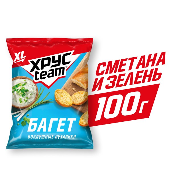 Сухарики Хрусteam багет 100г сметана зелень