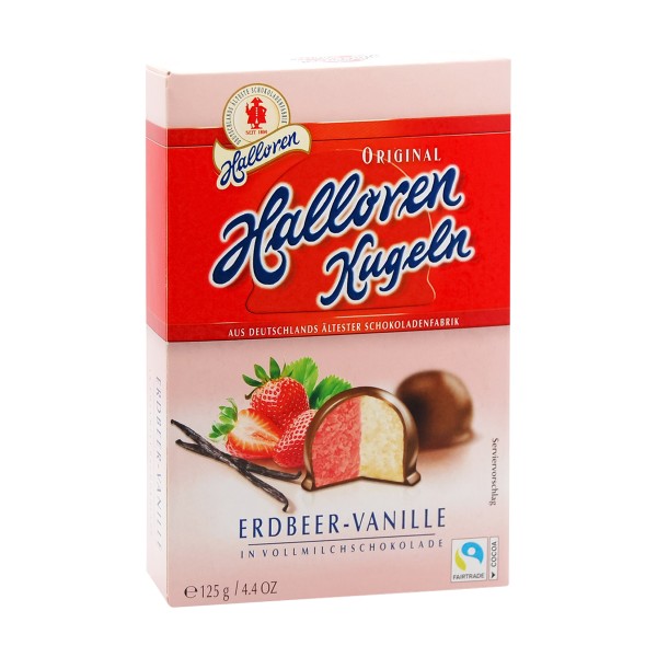 Шоколадные конфеты со вкусом клубники и ванили Halloren 125г