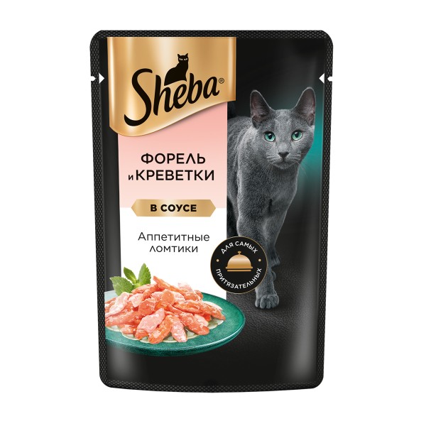 Корм для кошек Sheba 75г с форелью и креветками