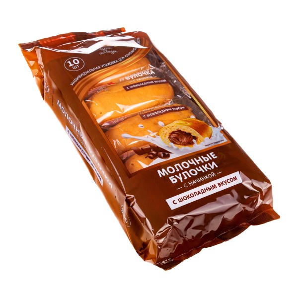 Булочки молочные с начинкой Русский бисквит 350г с шоколадным вкусом