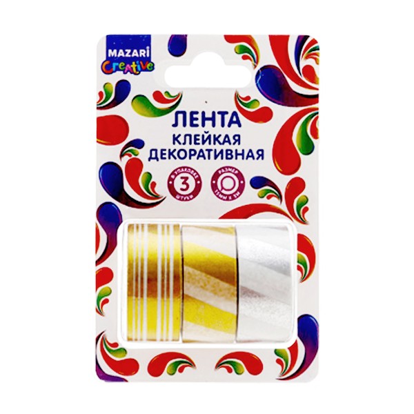 Лента клейкая декоративная 1,5смх3м 3 шт Mazari