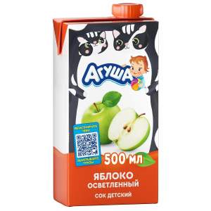 Сок детский осветленный Агуша 500мл яблоко
