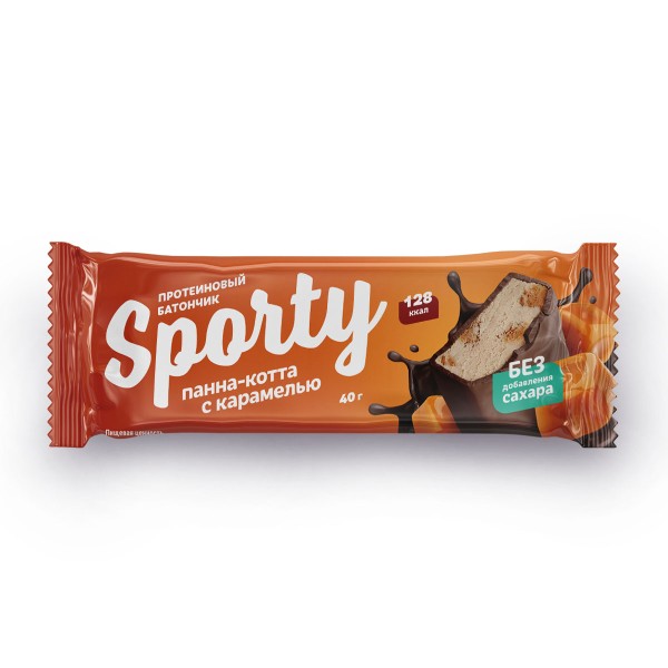 Батончик протеиновый глазированный Sporty 40г панна-котта с карамелью