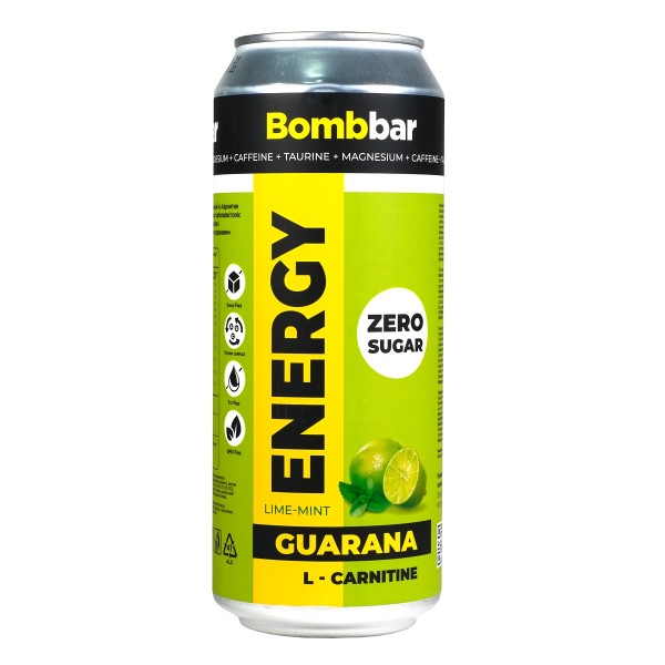 Напиток энергетический Bombbar L-картинин газированный тонизирующий 500мл лайм-мята