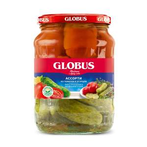 Ассорти овощное из томатов черри и огурцов Globus 720мл
