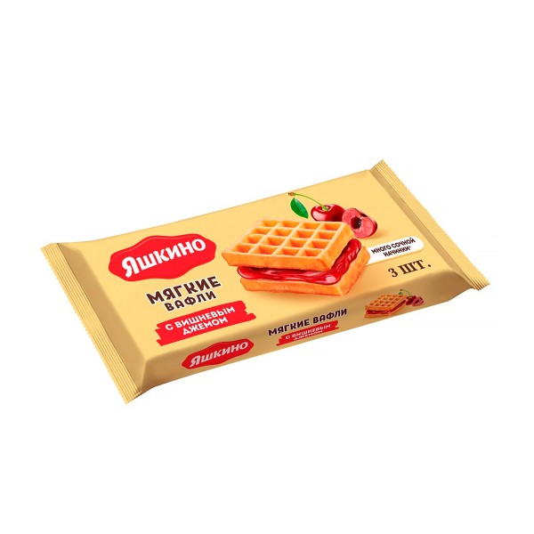 Вафли мягкие Яшкино 120г с вишневым джемом