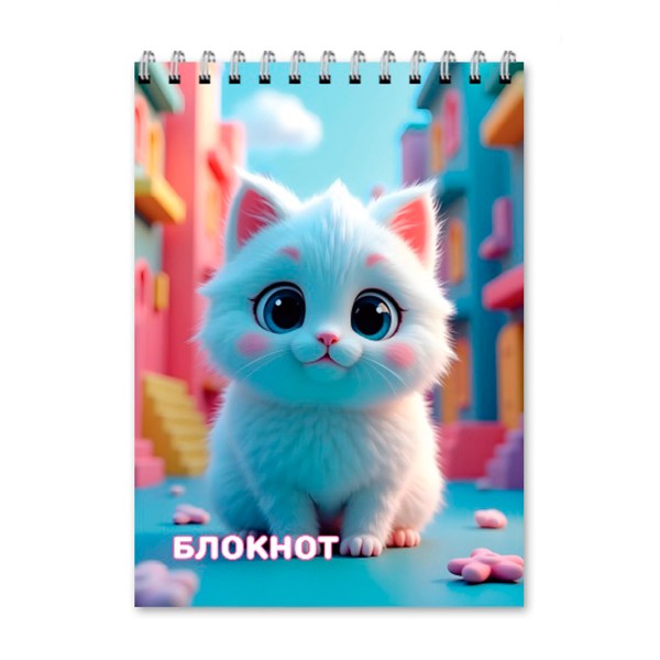 Блокнот на евроспирали А6 клетка 40л Mazari котик