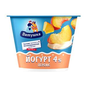 Йогурт Вятушка 4% 125г персик БЗМЖ