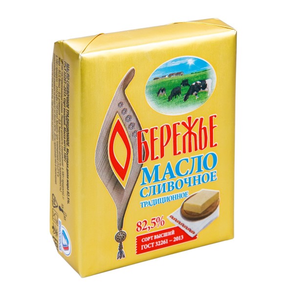 Масло сливочное Традиционное 82,5% Обережье 180г БЗМЖ
