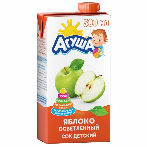 Сок детский Агуша 500мл яблоко осветленный