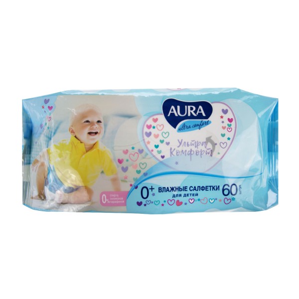 Салфетки влажные для детей Aura Ultra comfort 60шт