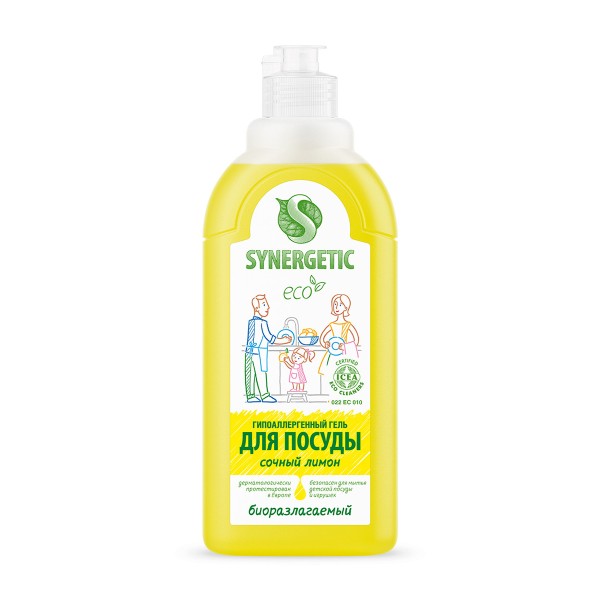 Гель для мытья посуды Synergetic 500мл сочный лимон