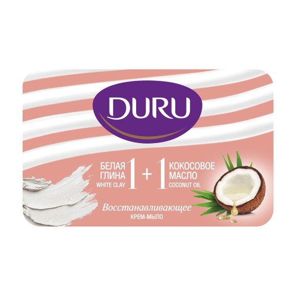 Крем-мыло туалетное Duru 1+1 80г белая глина и кокосовое масло