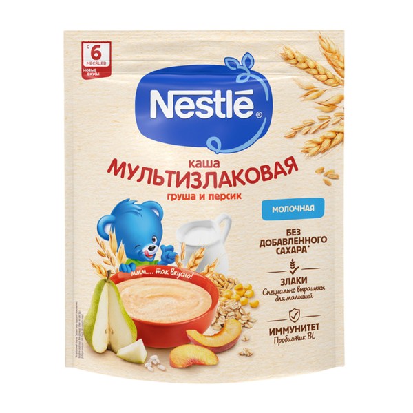 Каша сухая молочная Nestle 200г мультизлаковая с грушей и персиком