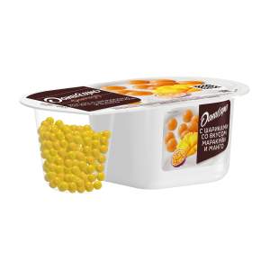 Йогурт Даниссимо Фантазия 105г с хрустящими шариками со вксуом маракуйи и манго БЗМЖ