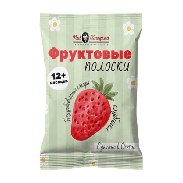 Пастила Фруктовые полоски яблоко-клубника Nut Vinograd 15г