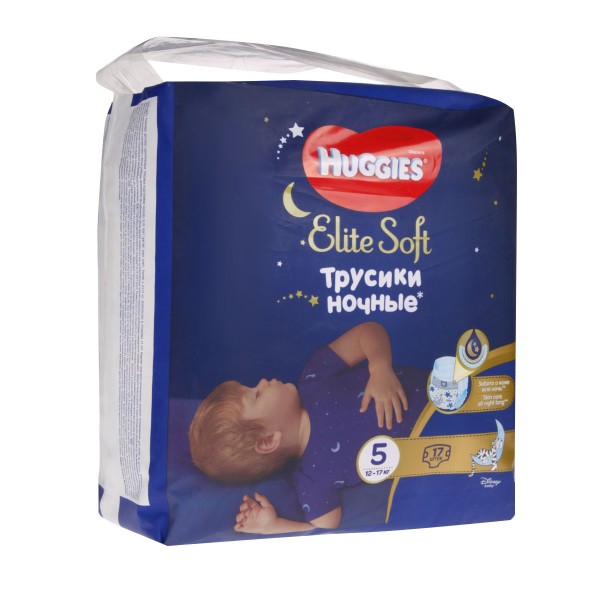 Подгузники-трусики ночные Huggies №5 Elite Soft 12-17кг 17шт