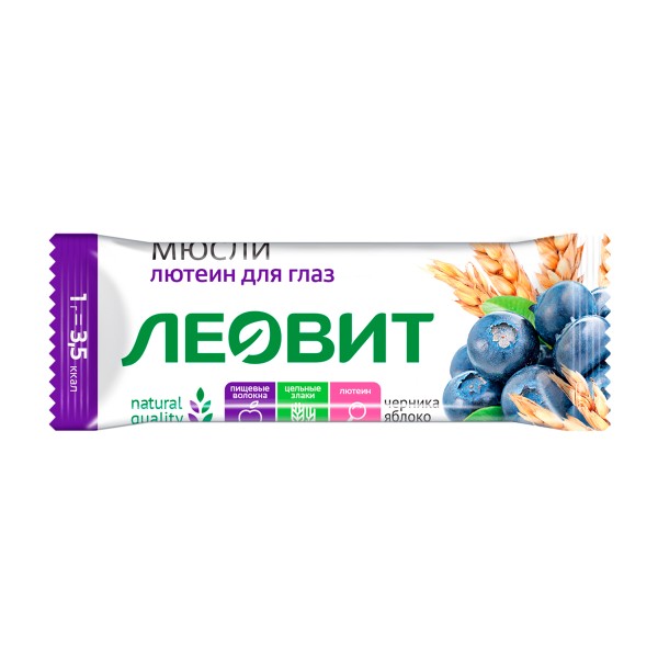 Батончик-мюсли Худеем за неделю Леовит 30г с черникой и лютеином