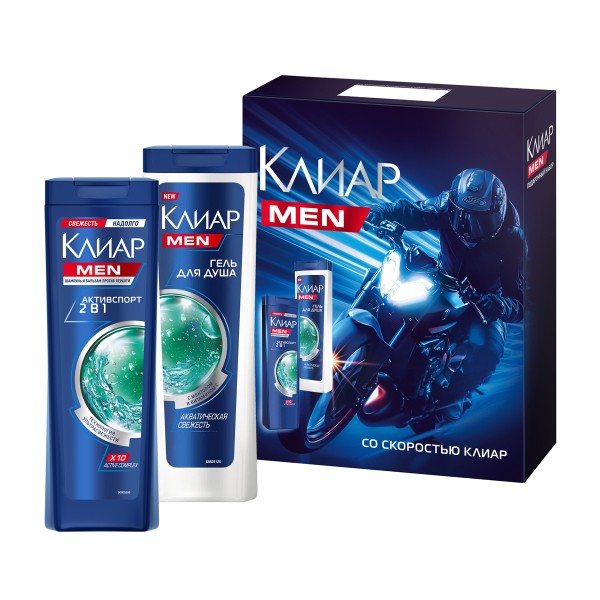 Набор подарочный Clear Men Sport collection: шампунь 2в1, гель для душа