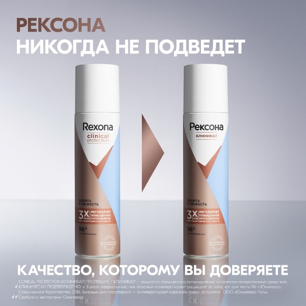 Антиперспирант-спрей Рексона Клиникал 150мл защита и свежесть
